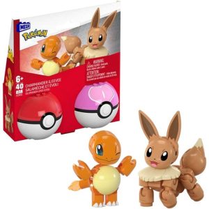 MEGA Bloques de construcción Pokémon Pack 2 Pokeballs Eeve -Charmander
