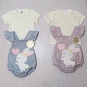 Asoleador Amara para Niña – 100% Algodón con Bordado de Conejito