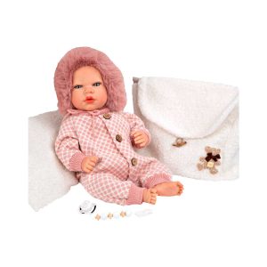 Bebé Reborn Arias 40 cm Manuela rosa con bolso